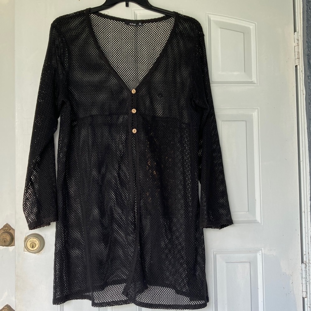 Black net cover up for summer dress, bathing suit etc size 1X